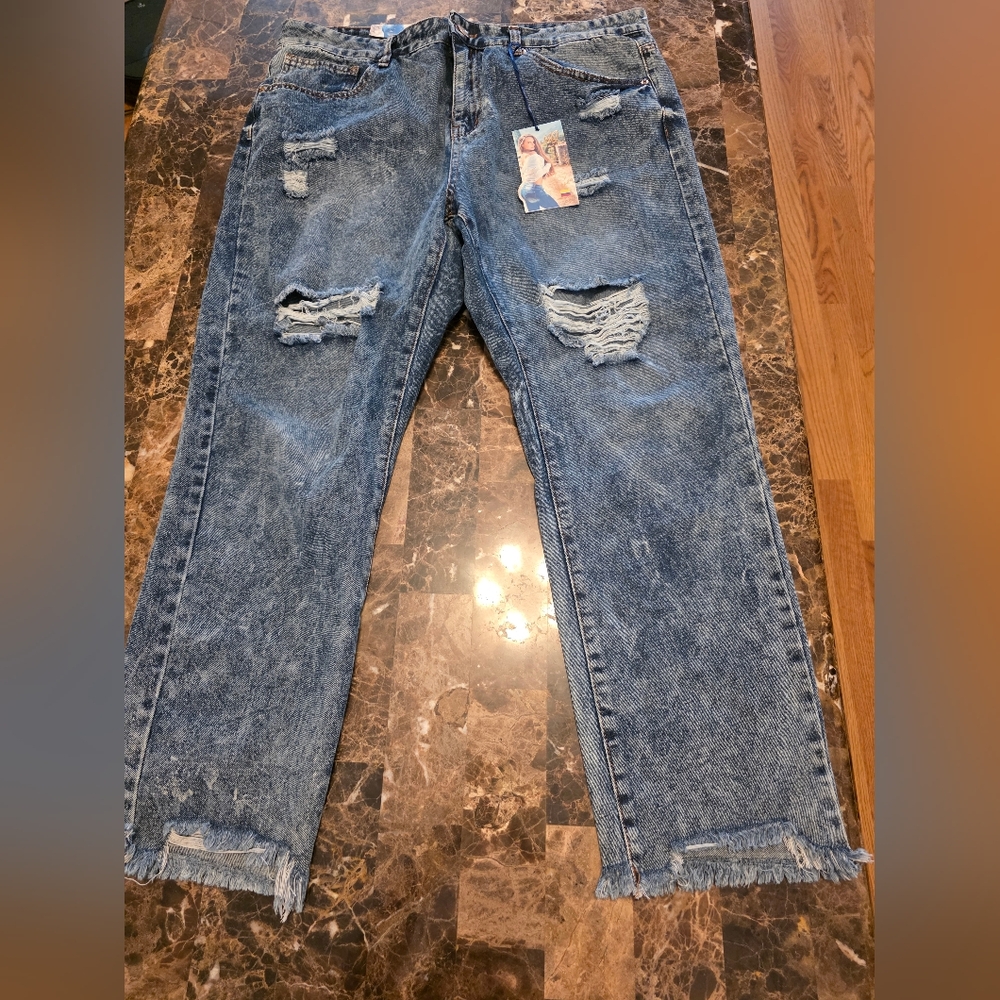 Distressed Blue Jeans for Women 22